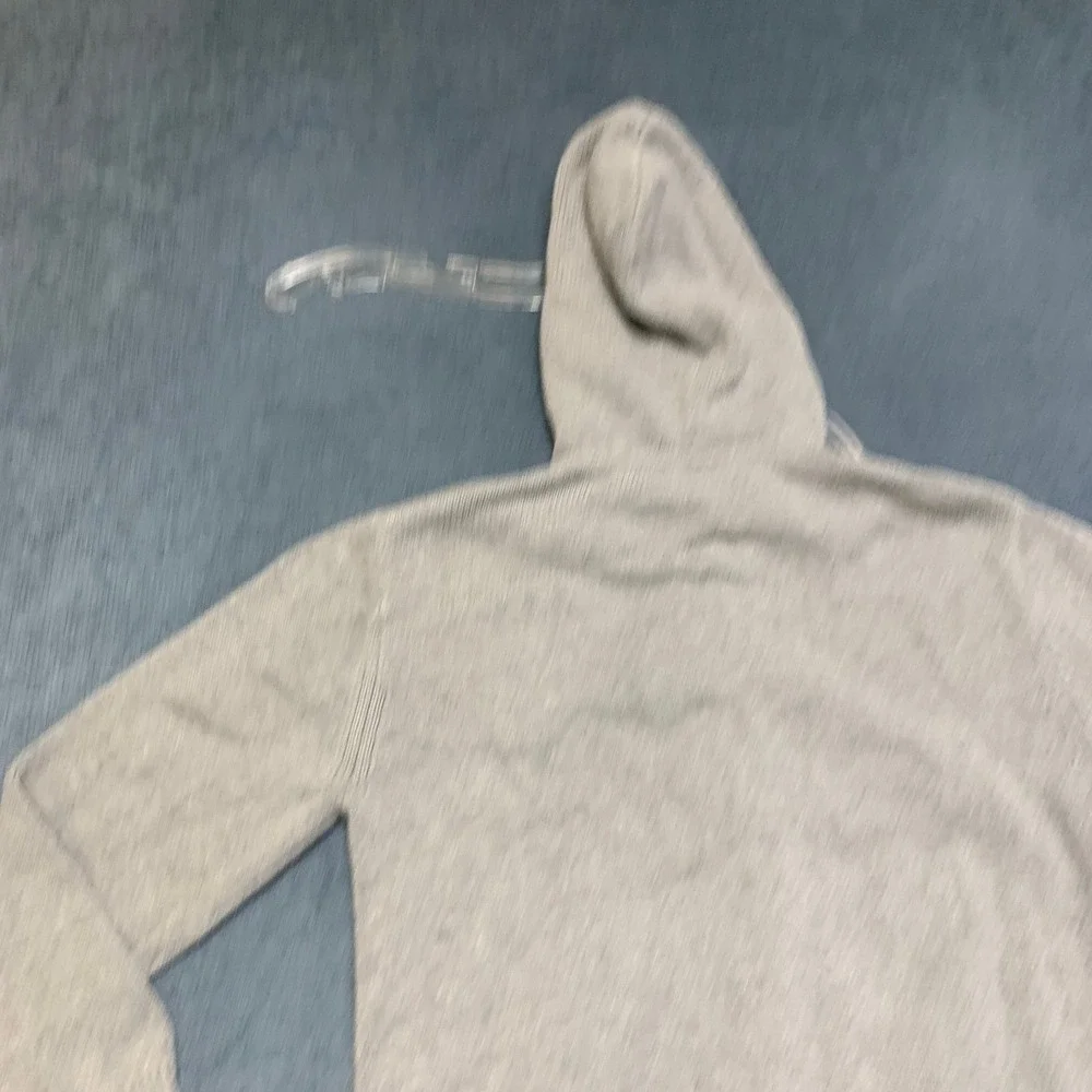 Gap Hoodie Kids Medium Heather Gray Full Zip Knit Ribbed Kangaroo Pockets Winter